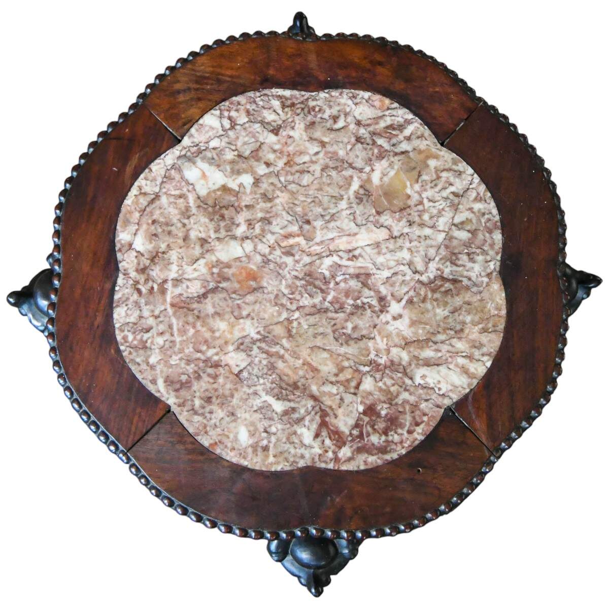 Antique Chinese Hand-Carved Rosewood and Pink Marble Top Table-7