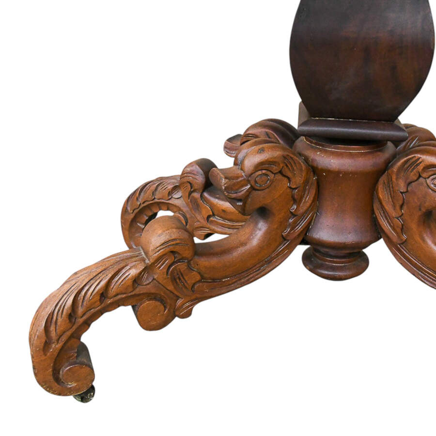 Antique Hand-Carved Dolphin Leg Side Table-7