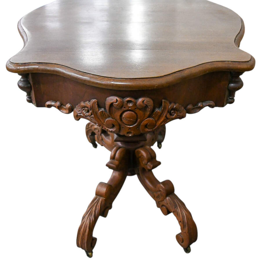 Antique Hand-Carved Dolphin Leg Side Table-4