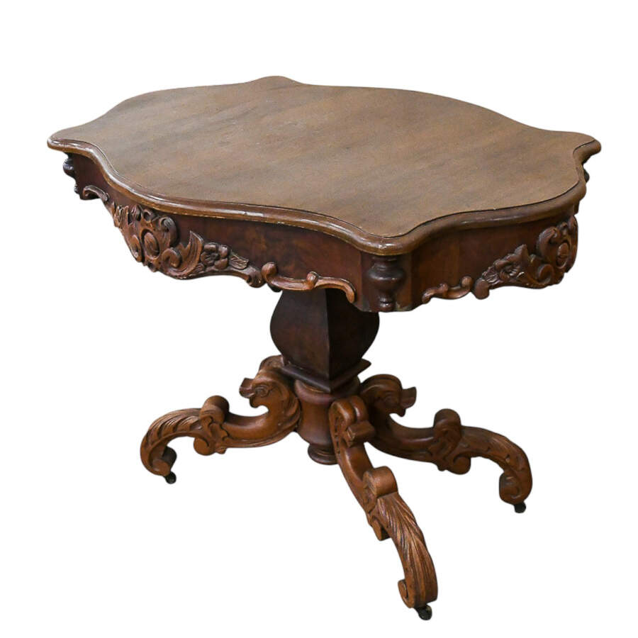 Antique Hand-Carved Dolphin Leg Side Table-3