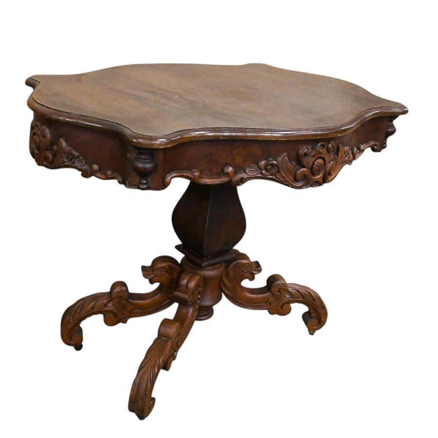 Antique Hand-Carved Dolphin Leg Side Table-2