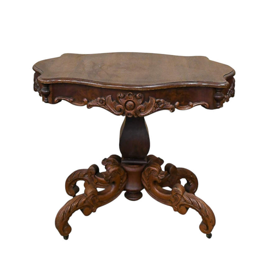Antique Hand-Carved Dolphin Leg Side Table-1