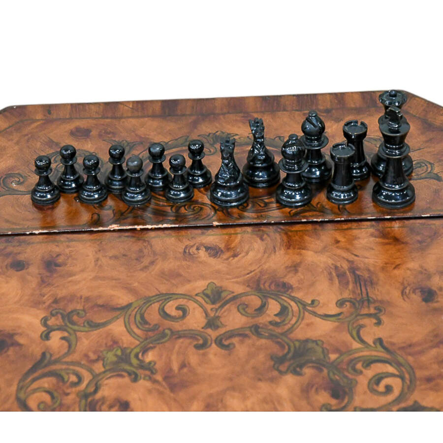 Victorian-Style Reverse Top Game Table-6