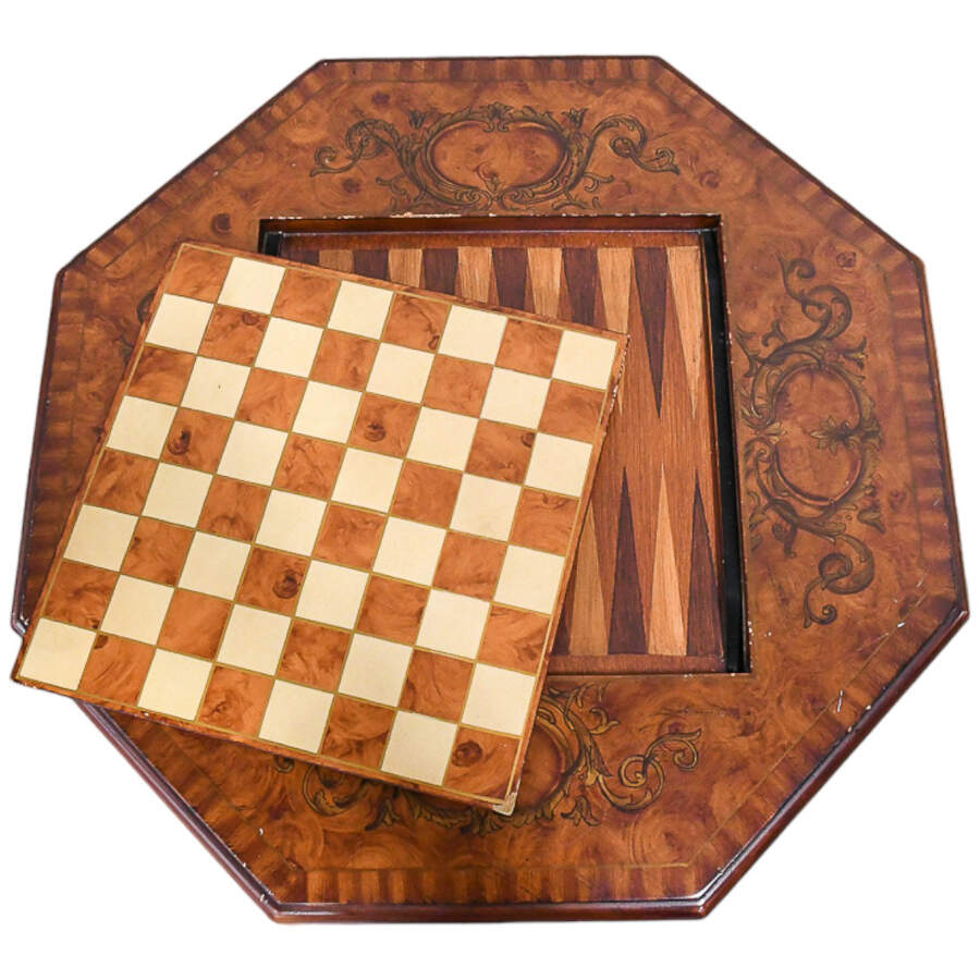 Victorian-Style Reverse Top Game Table-5