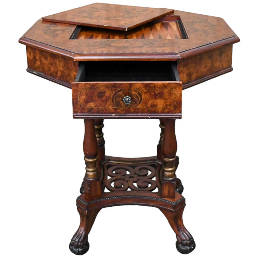Victorian-Style Reverse Top Game Table-4