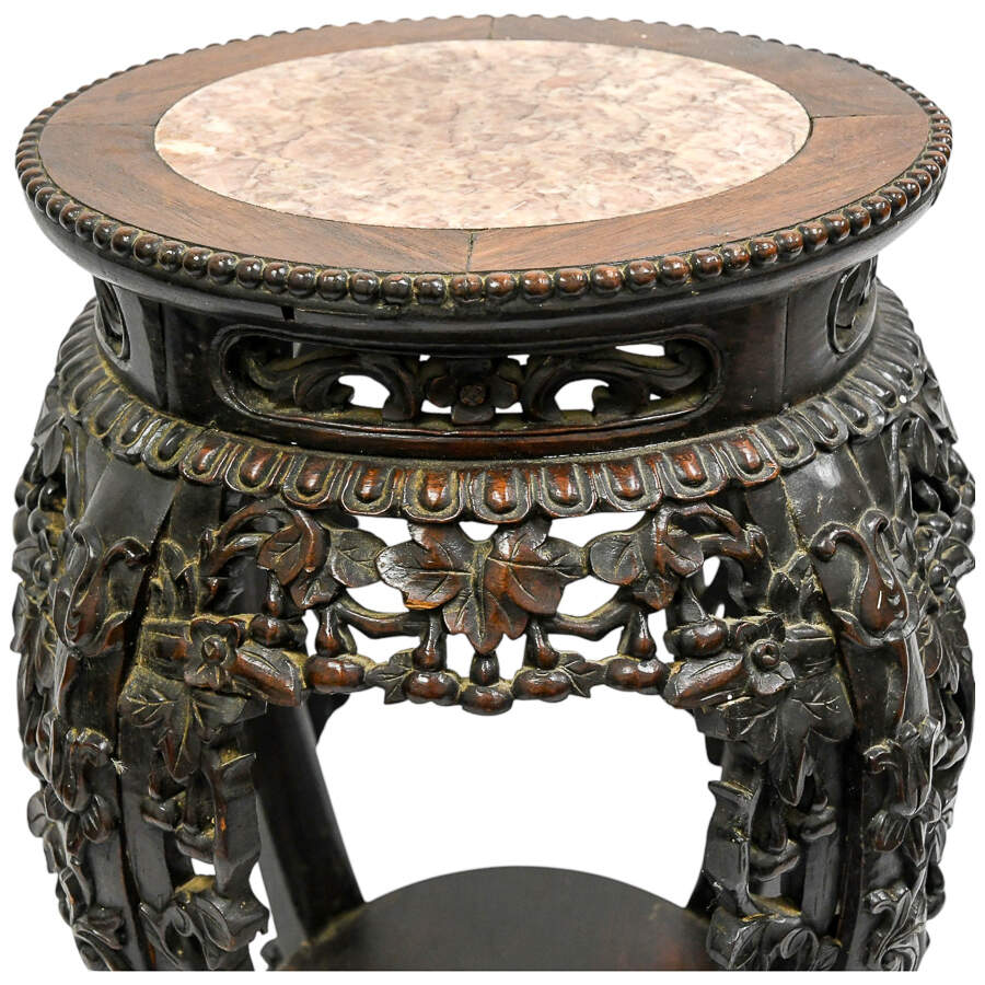 Antique Hand-Carved Chinese Marble Pedestal-9