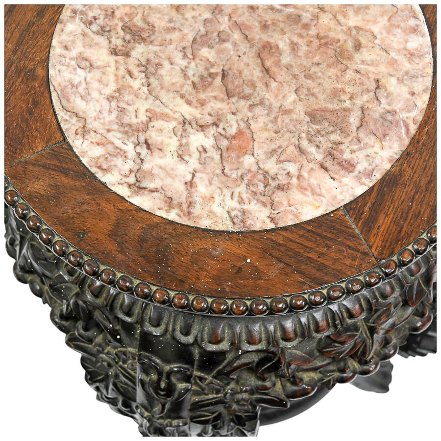 Antique Hand-Carved Chinese Marble Pedestal-5
