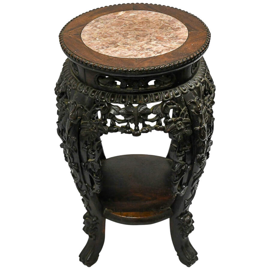 Antique Hand-Carved Chinese Marble Pedestal-3