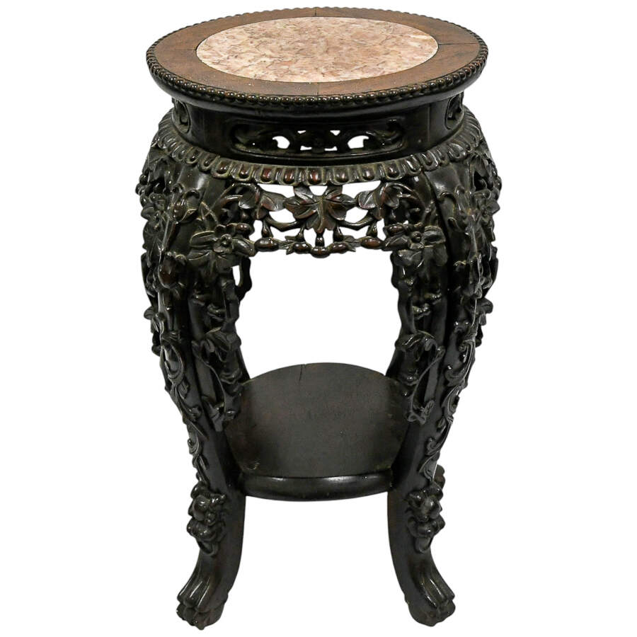 Antique Hand-Carved Chinese Marble Pedestal-1