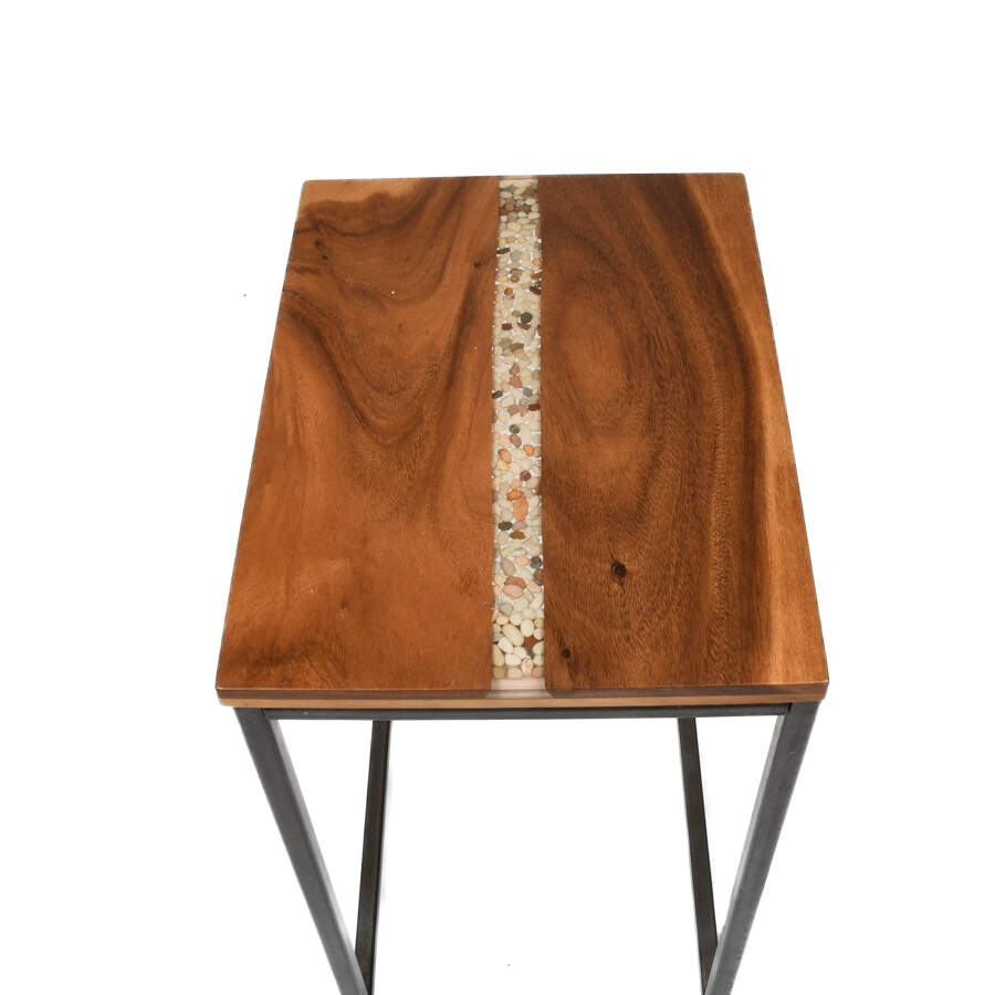 Walnut and Inlaid Pebbles Sofa Table-3
