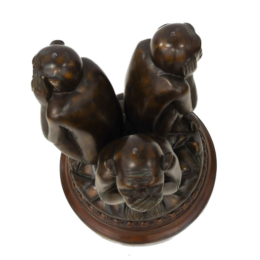 Whimsical Three Wise Monkeys Revolving Sculpture Table-6