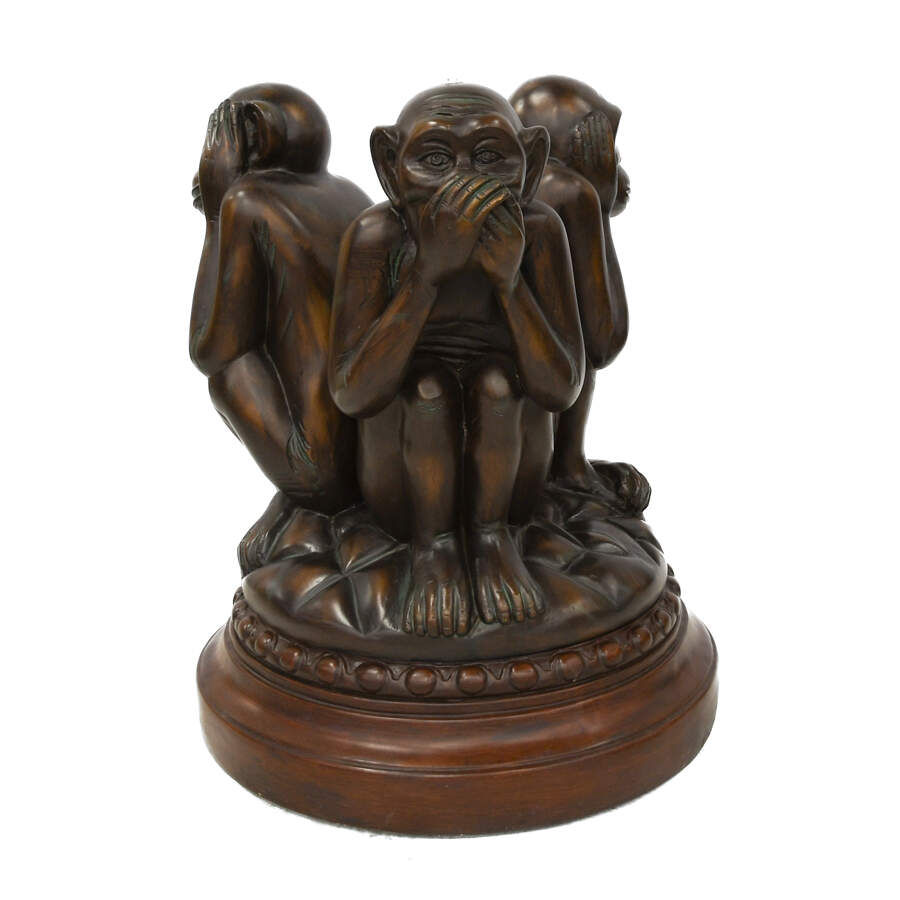 Whimsical Three Wise Monkeys Revolving Sculpture Table-5