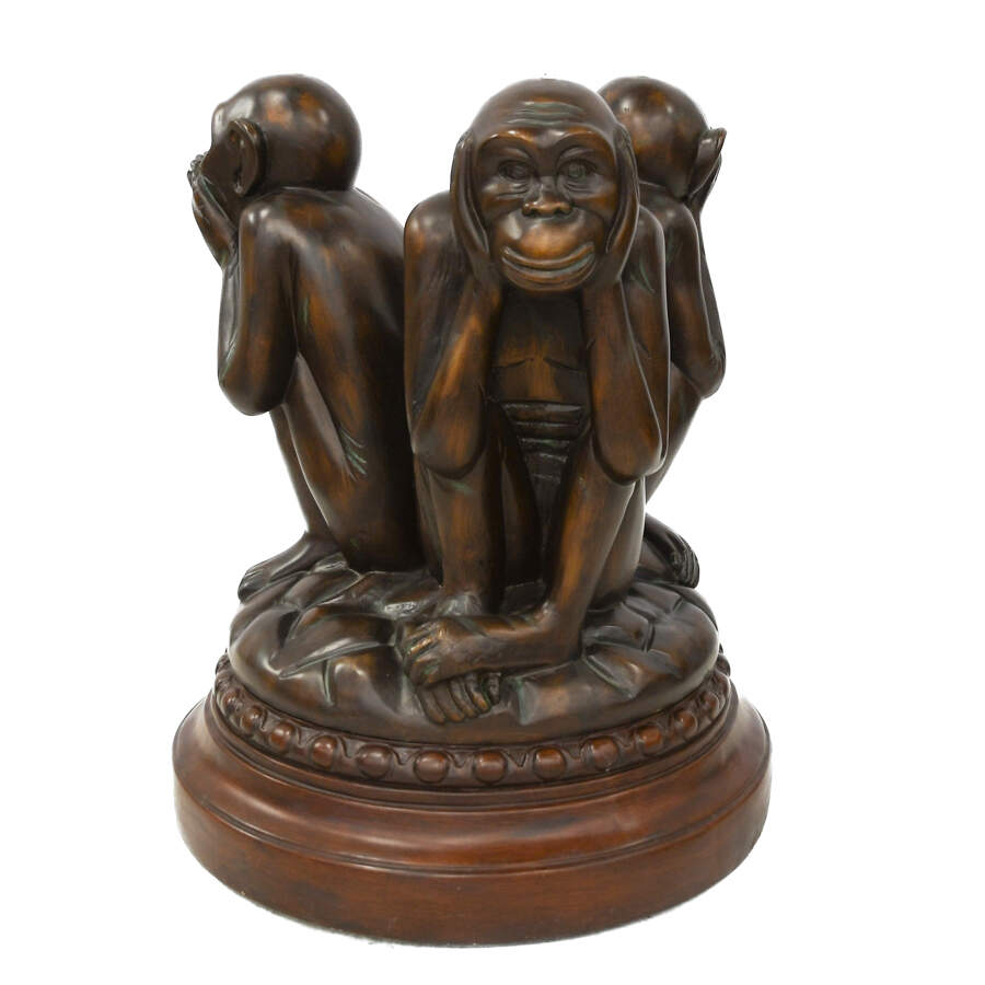 Whimsical Three Wise Monkeys Revolving Sculpture Table-4