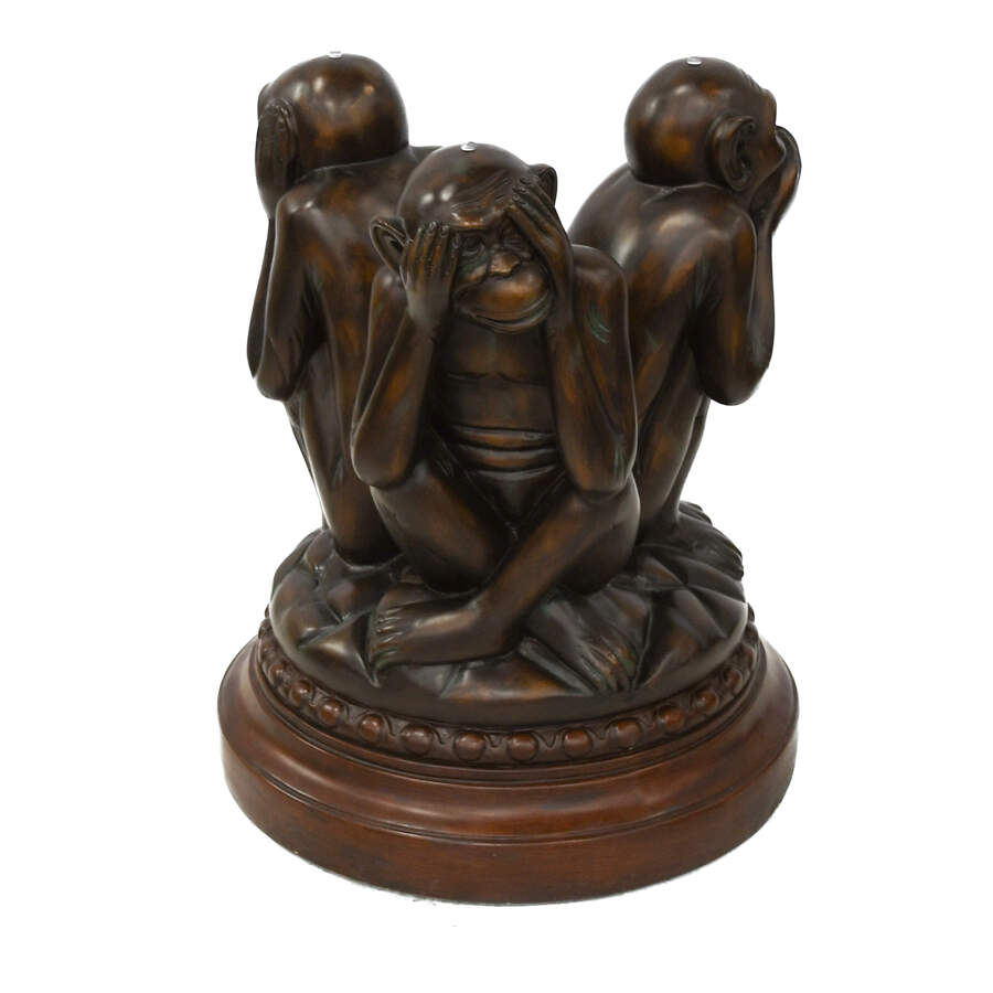 Whimsical Three Wise Monkeys Revolving Sculpture Table-3