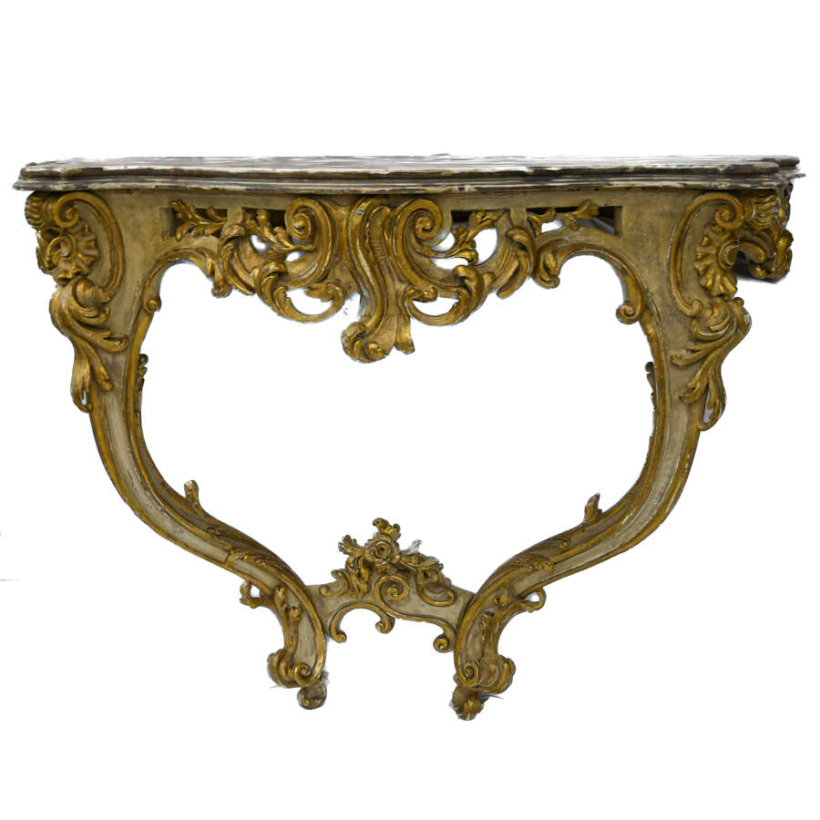 Pair of Louis XV Style Carved Giltwood Wall Mount Console Tables-7