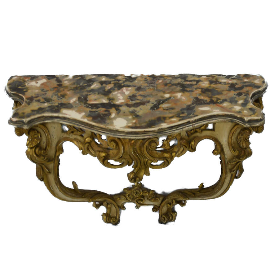 Pair of Louis XV Style Carved Giltwood Wall Mount Console Tables-3