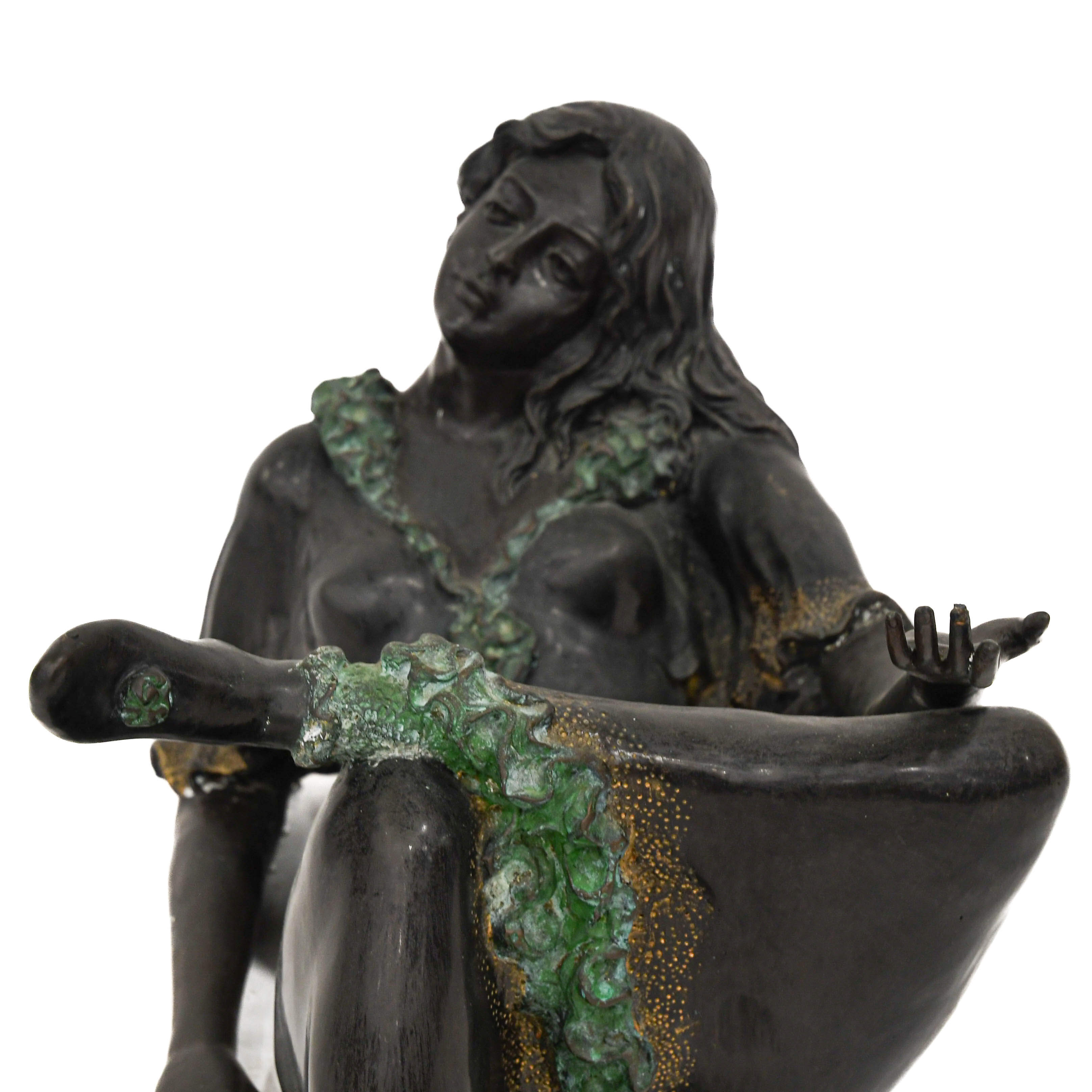 Bronze Lady Figural Base and Glass Top Coffee Table-7