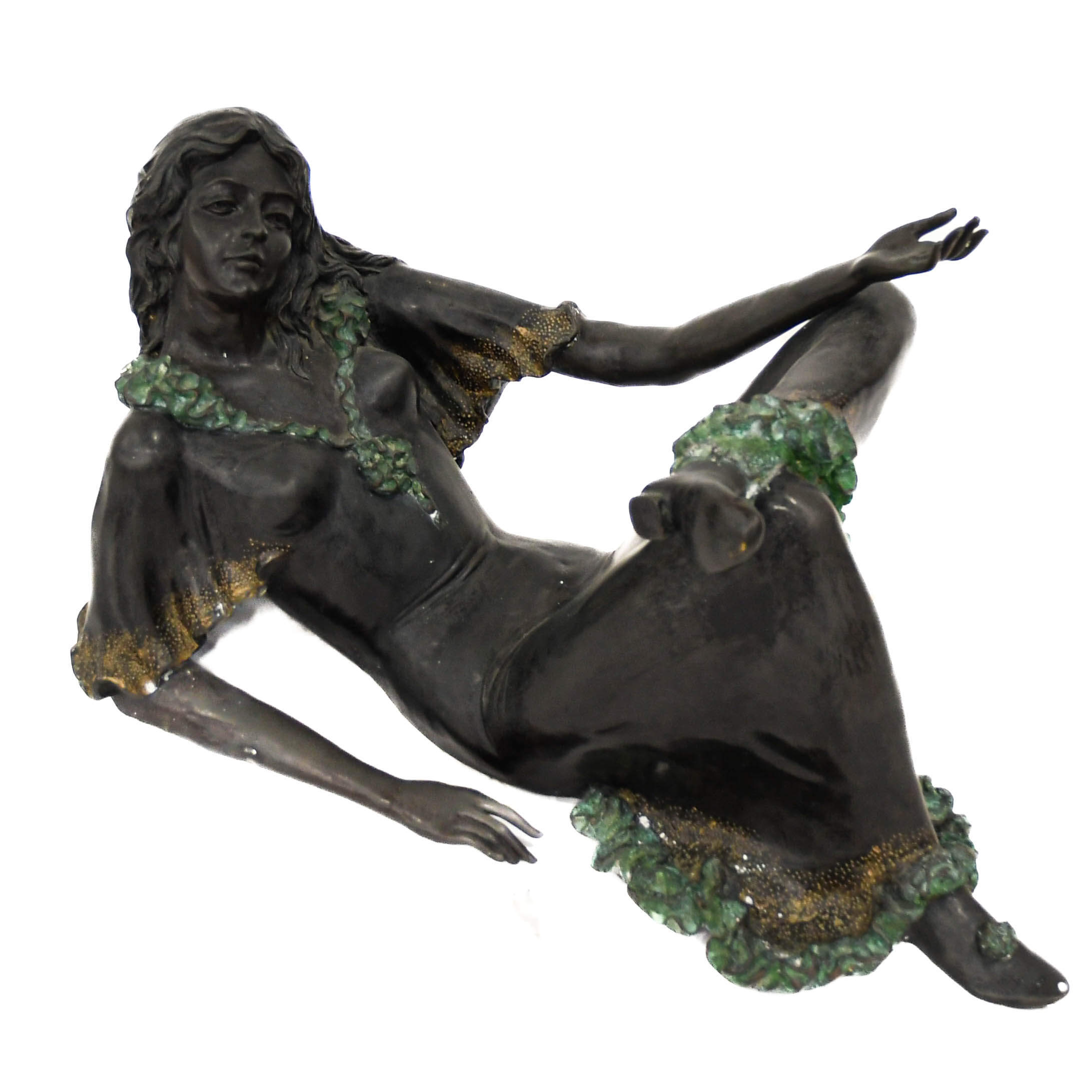 Bronze Lady Figural Base and Glass Top Coffee Table-6