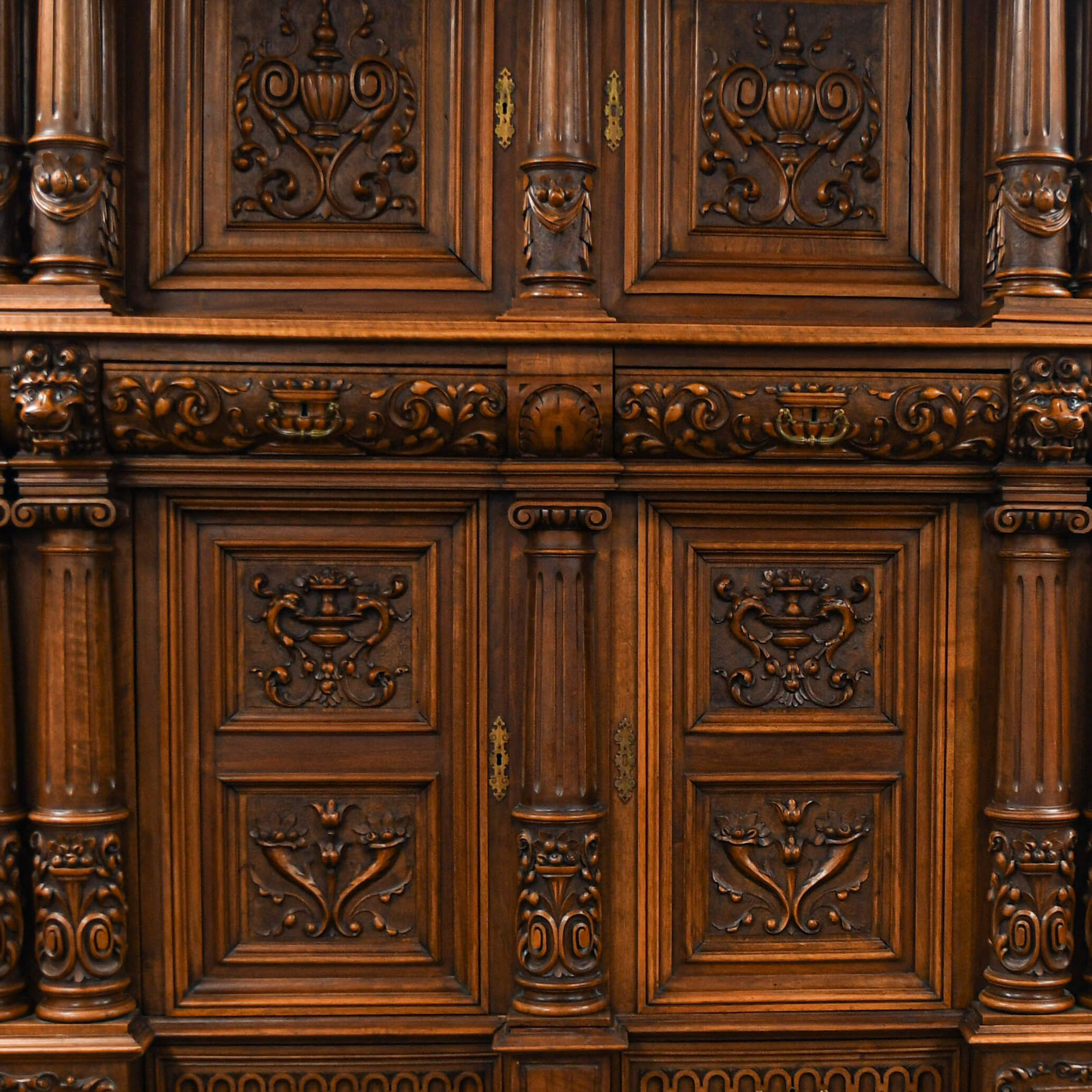 Antique Carved Wood Cabinet-4