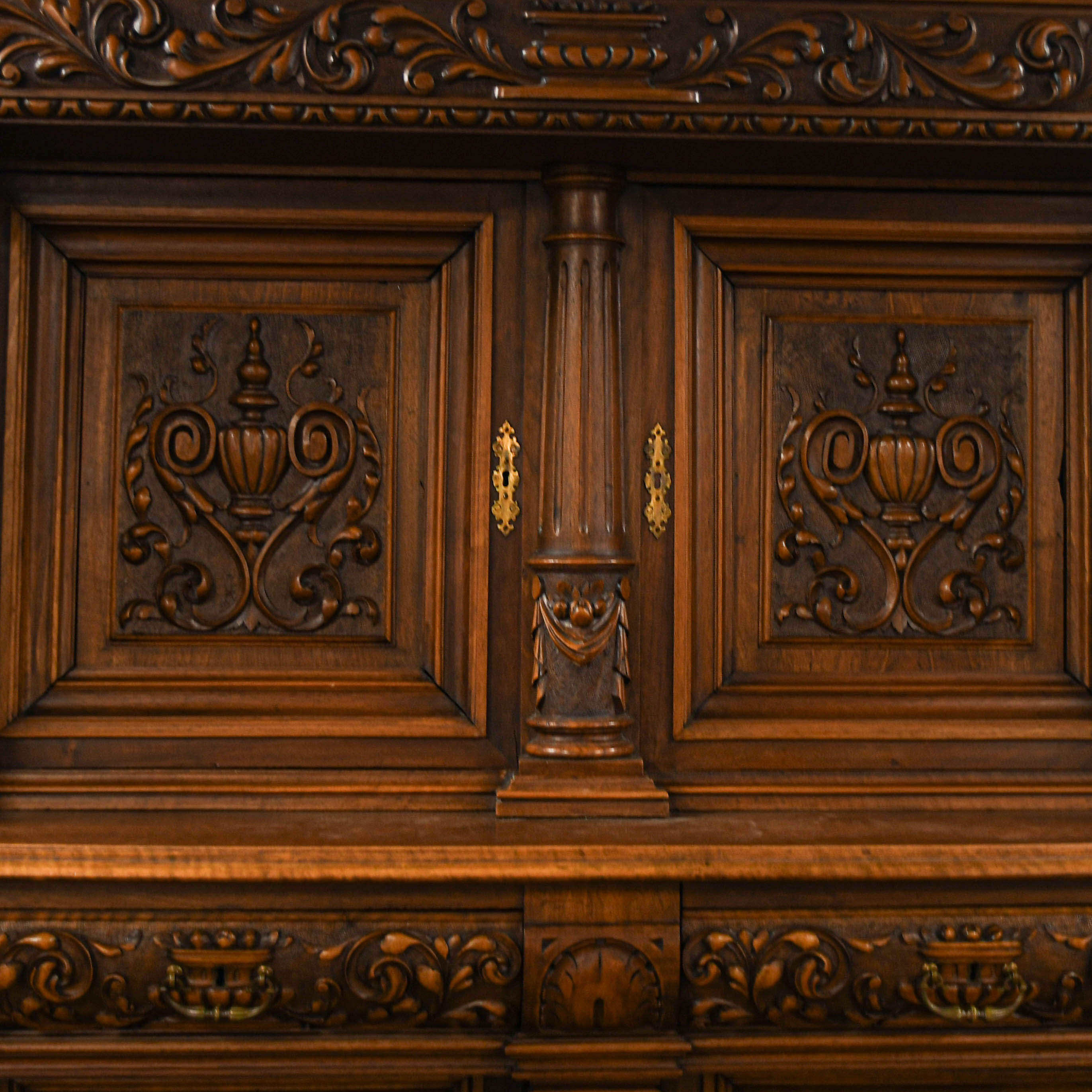 Antique Carved Wood Cabinet-2