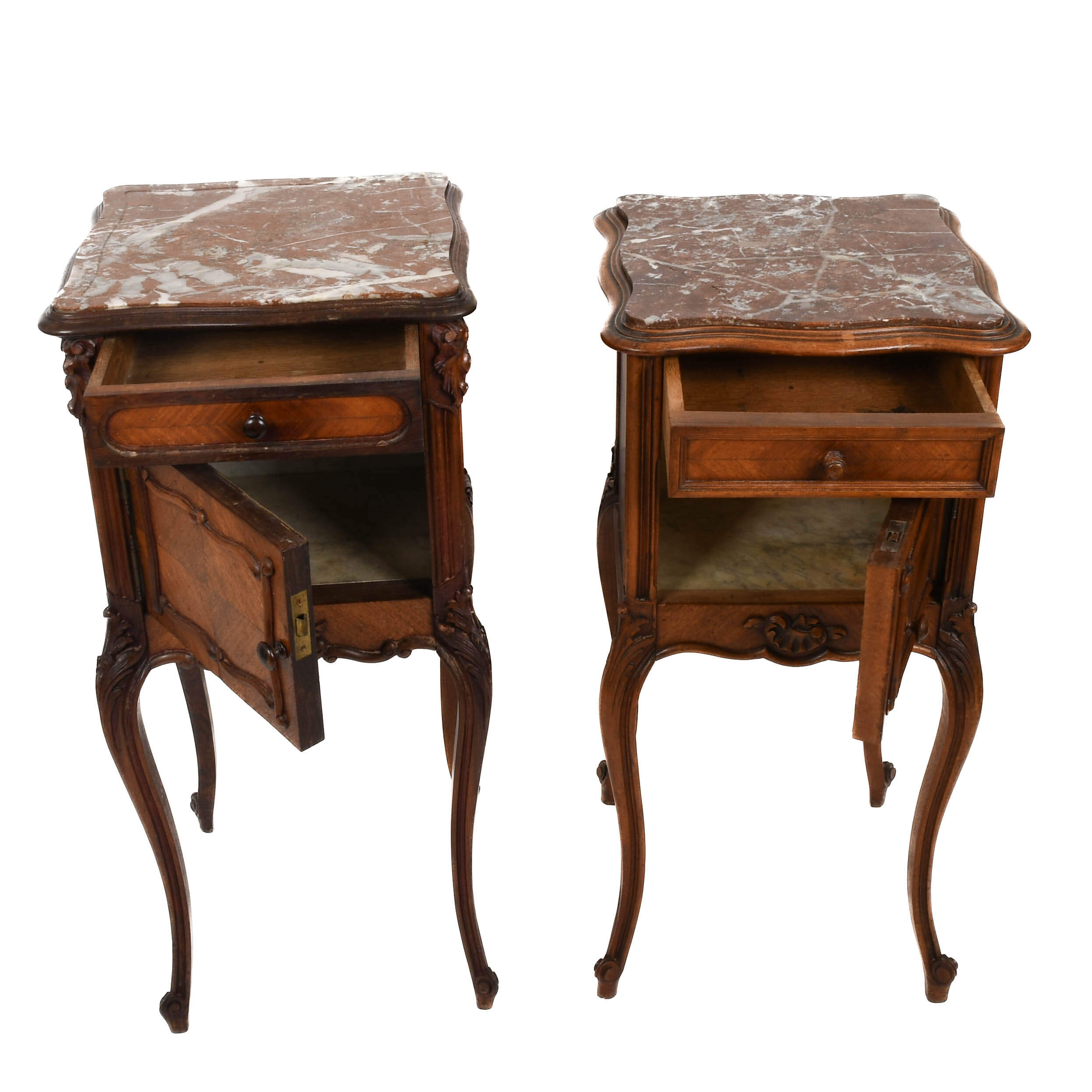 Pair of Wood and Marble Top Tables-11