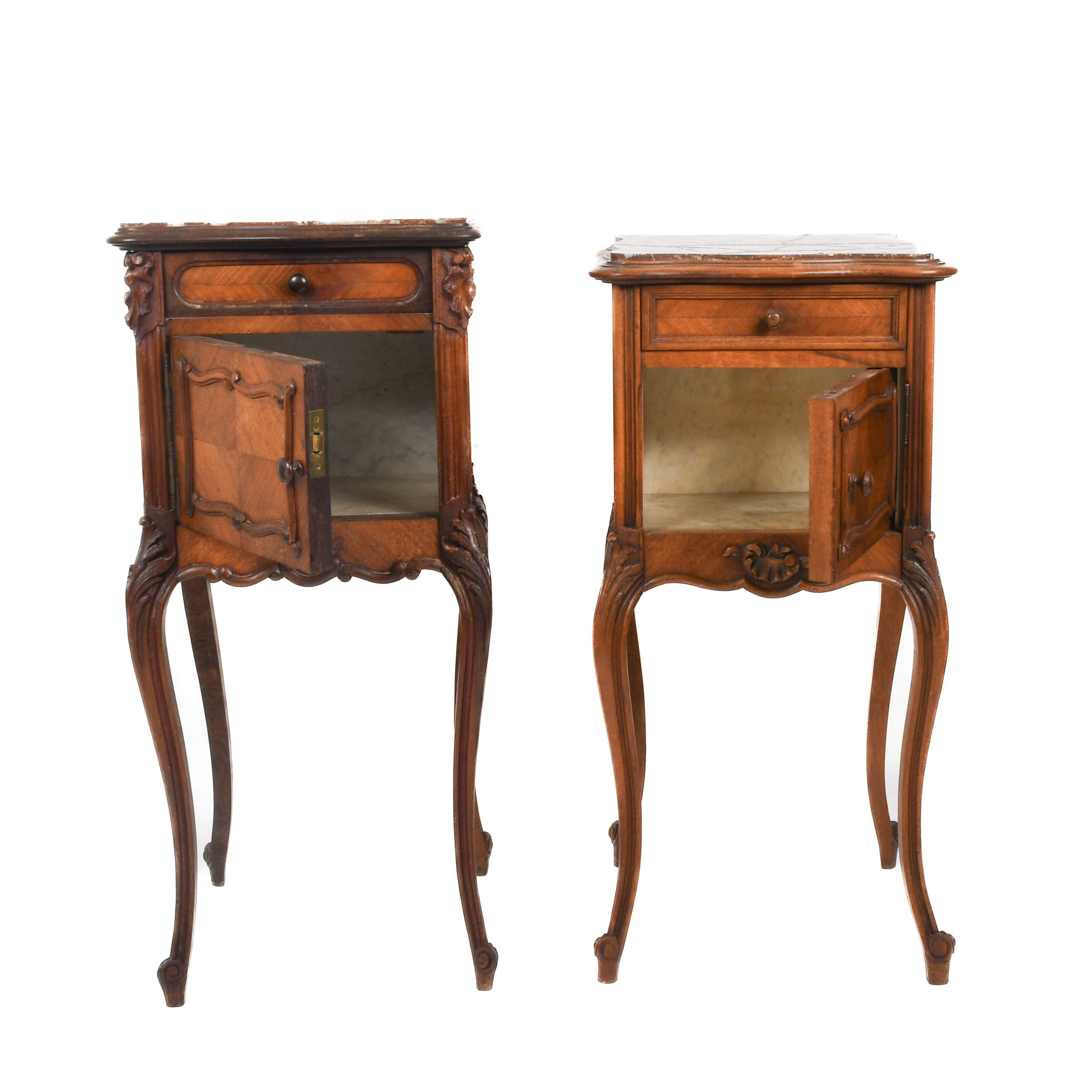 Pair of Wood and Marble Top Tables-10