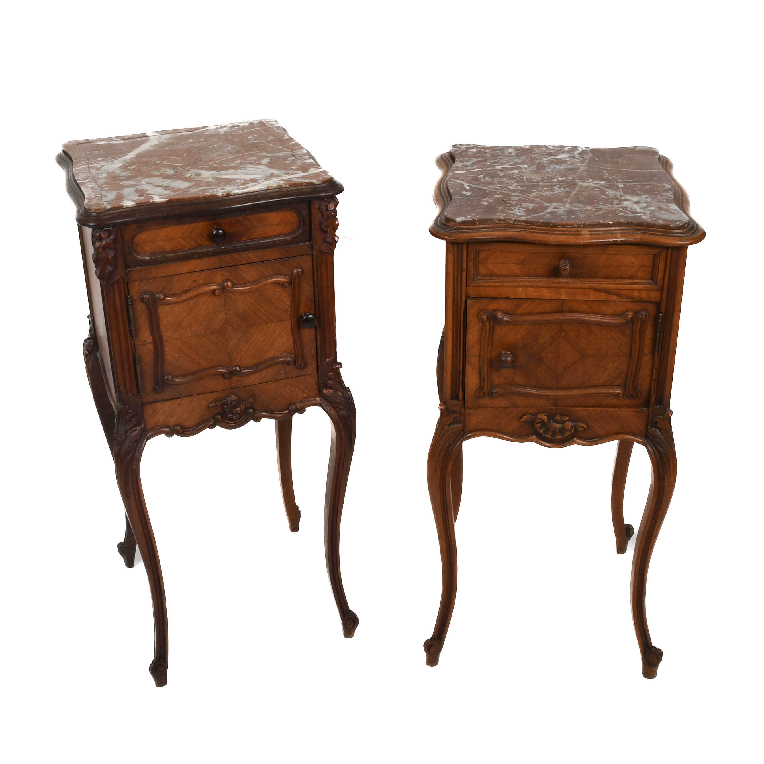 Pair of Wood and Marble Top Tables-9