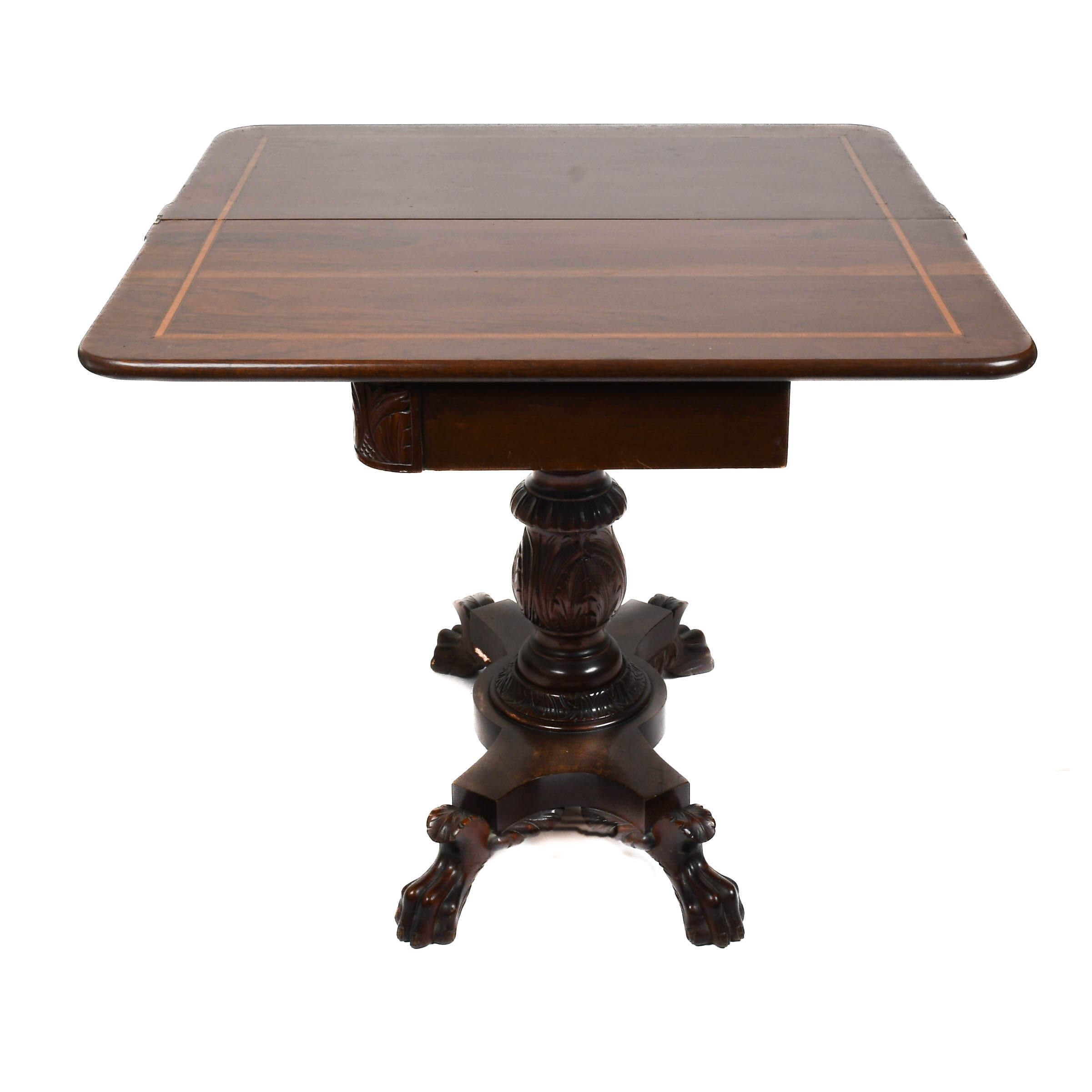 1890s American Mahogany Ball and Claw Flip-Top Gaming Card Table-3