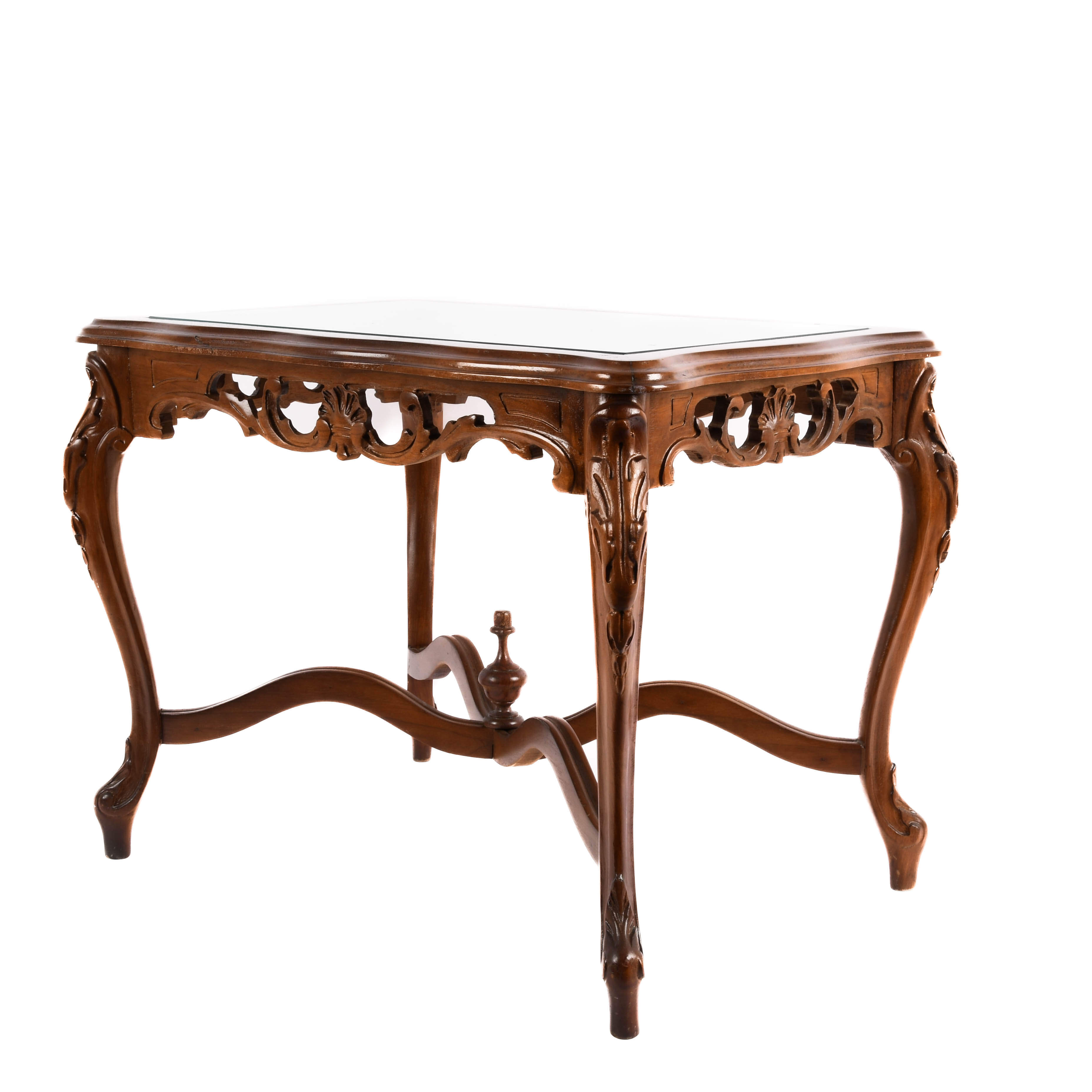 Hand-Carved Walnut Side Table-4