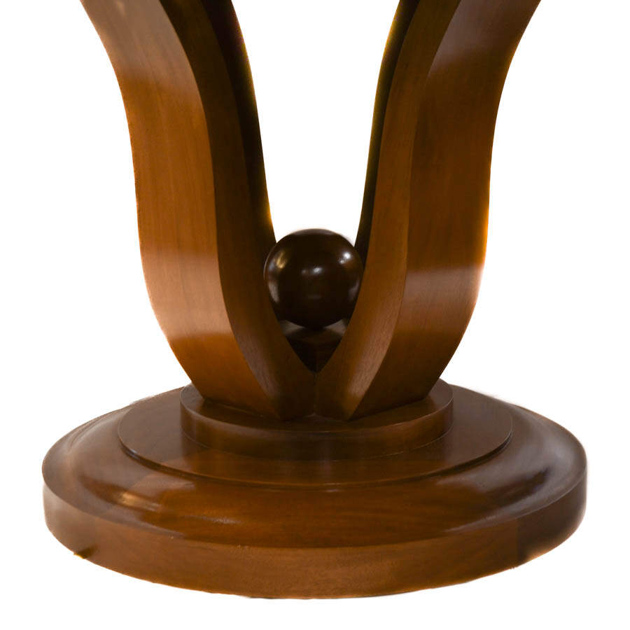 Green Glass and Gold Round Pedestal Botanical Dining Table-5