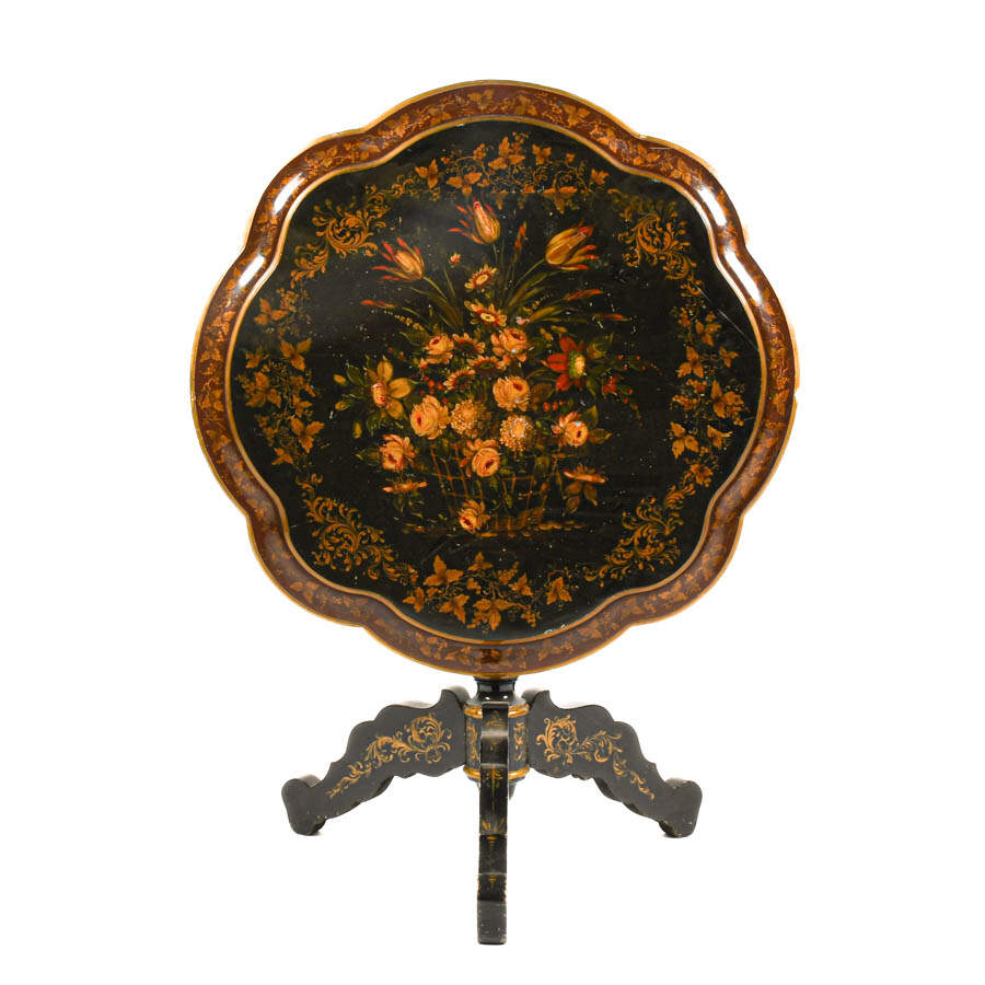 Antique French Lacquered Tilt-Top Table-4