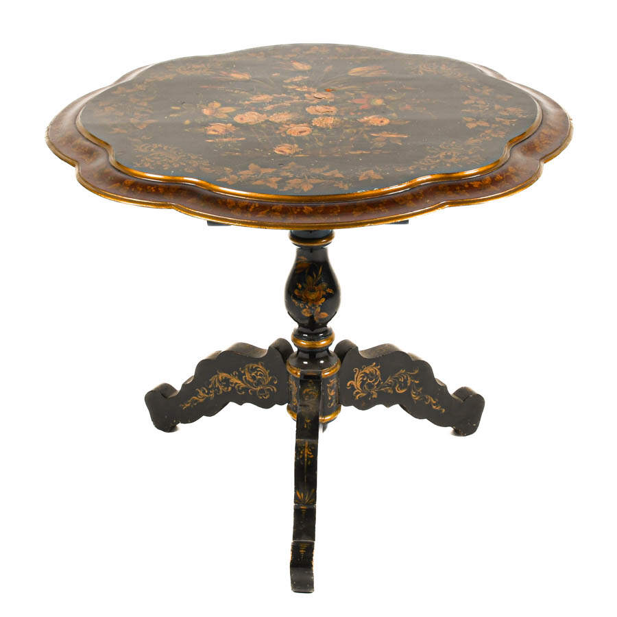 Antique French Lacquered Tilt-Top Table-1