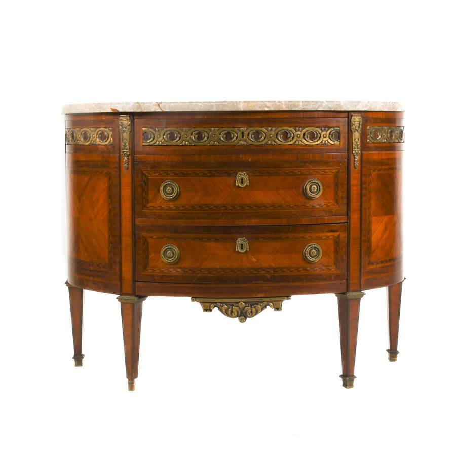 French Marble Top Demilune Chest with Ormolu Mounts-1