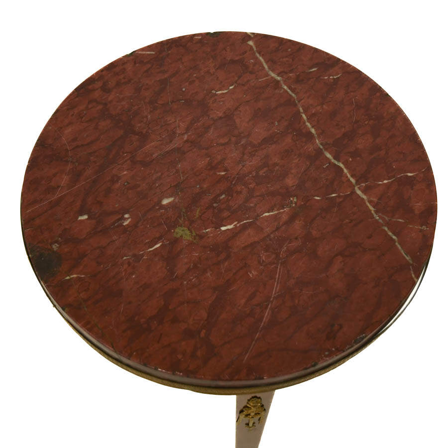 Antique French Ormolu and Rouge Marble Top Circle Side Table-4