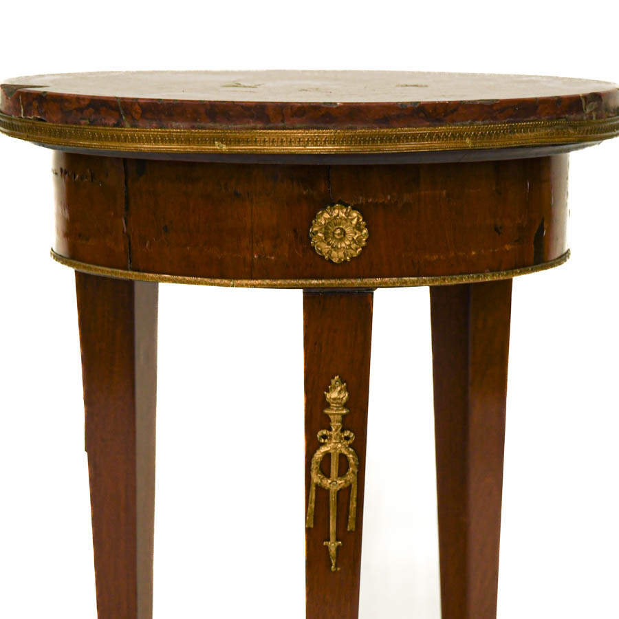Antique French Ormolu and Rouge Marble Top Circle Side Table-3