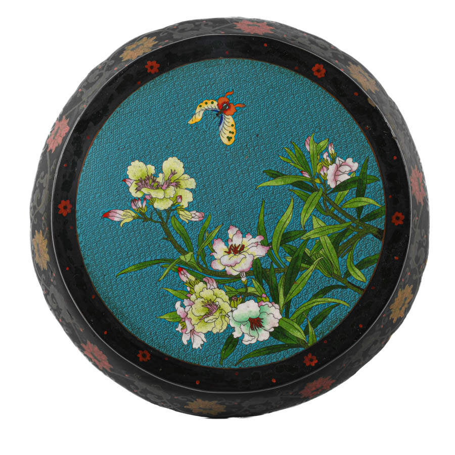 Chinese Cloisonné Inlaid and Wood Side Table-4