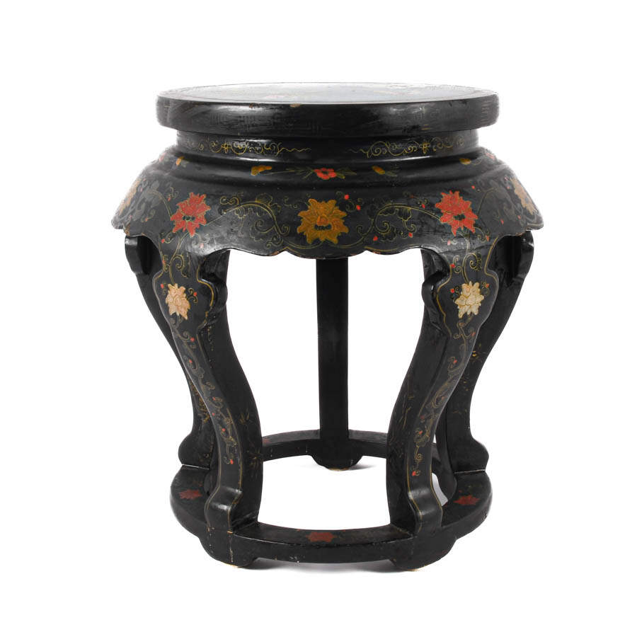 Chinese Cloisonné Inlaid and Wood Side Table-2