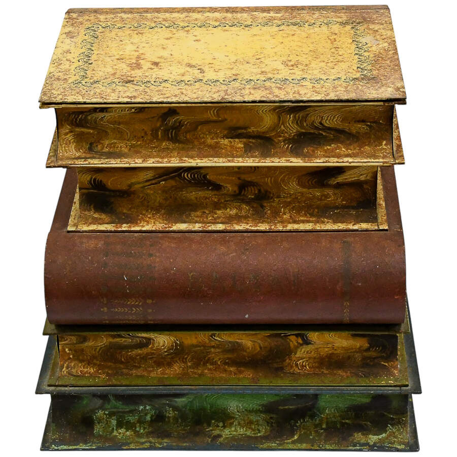 Vintage Italian Metal Tole Stacked Books End Table-4