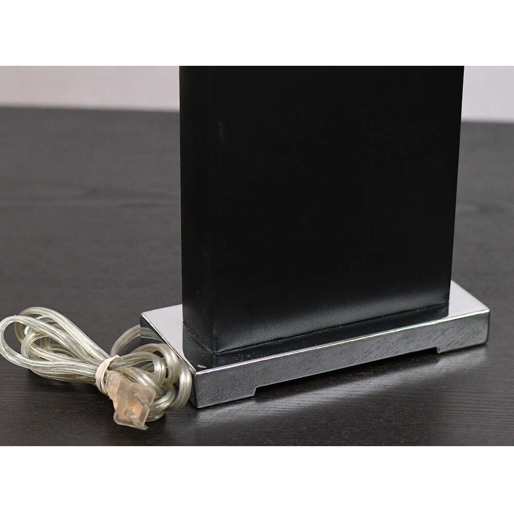 Black Leather and Silver Chrome Dual Light Table Lamps-5