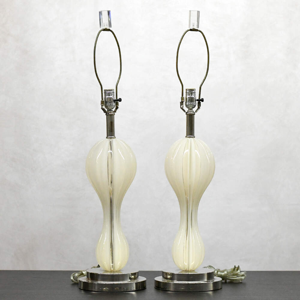 Modern Fluted Acrylic Table Lamps with Clear Finials-1