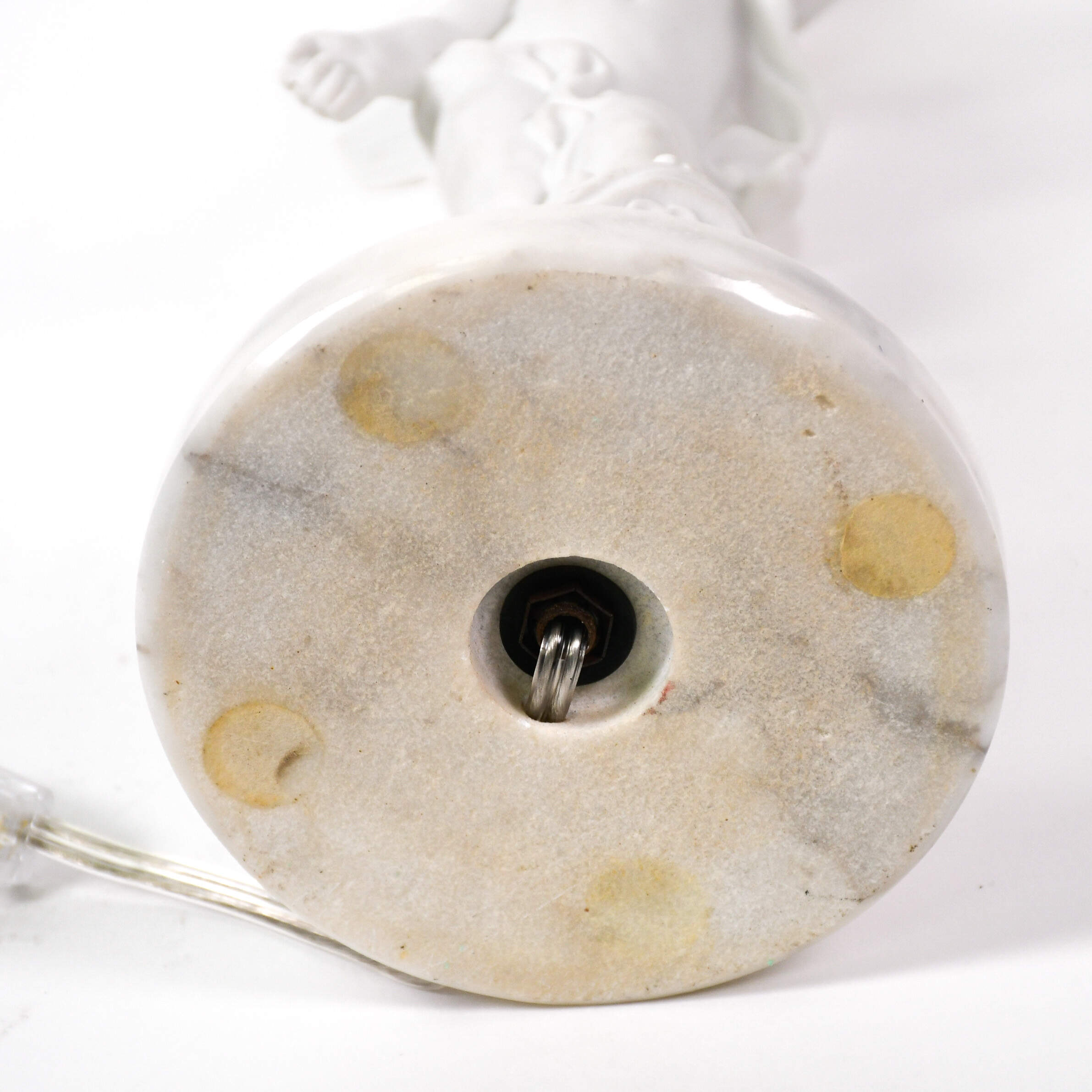 Pair of Bisque Cherub Lamps on Marble Base-11