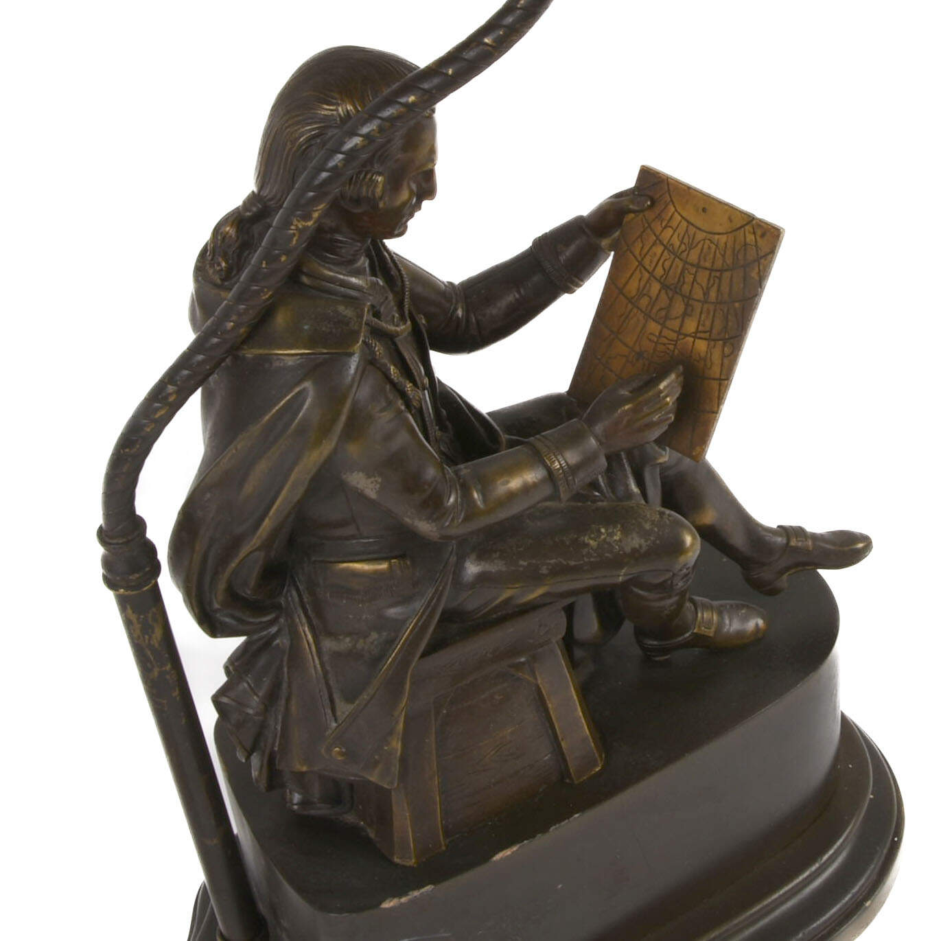 Antique Bronze Figural Scholar Table Lamp-5