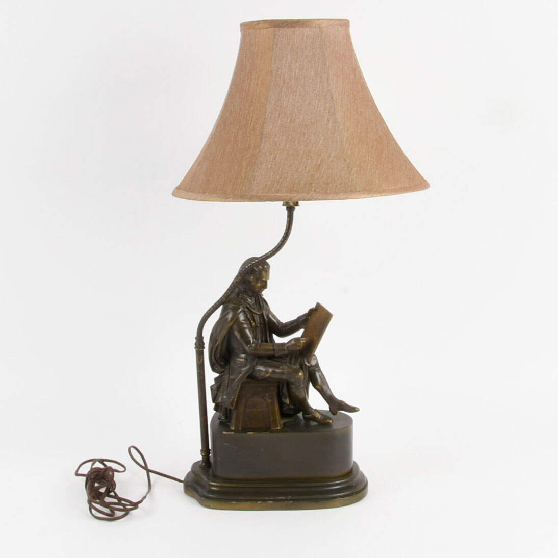 Antique Bronze Figural Scholar Table Lamp-1