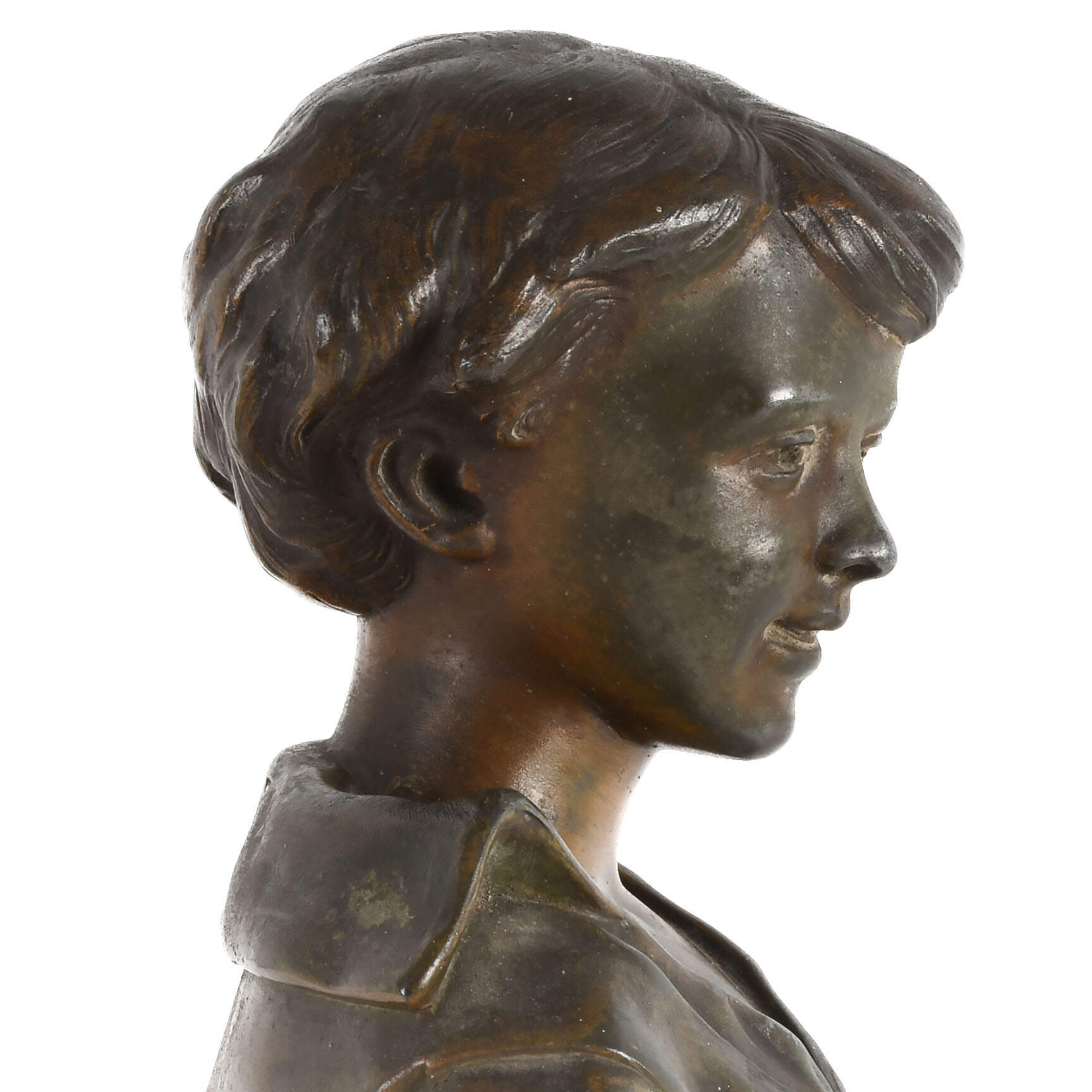 Antique Toupie Bronze Boy Lamp-5
