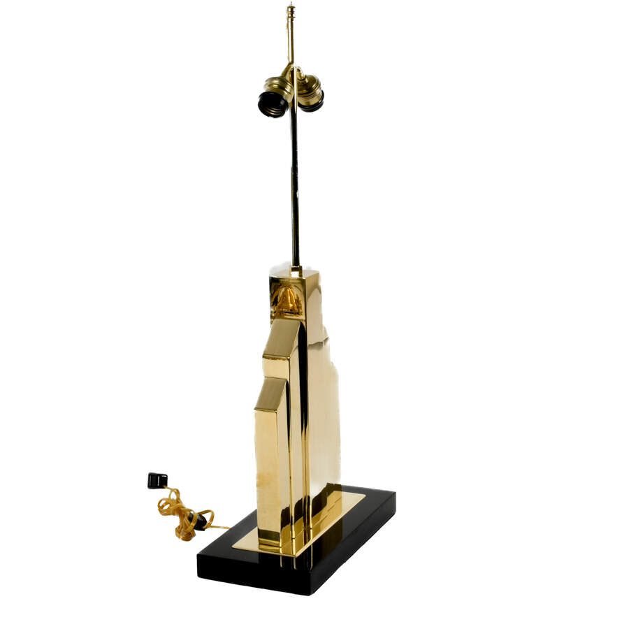 Mid-Century Modern Black and Gold Skyscraper Form Lamp-4