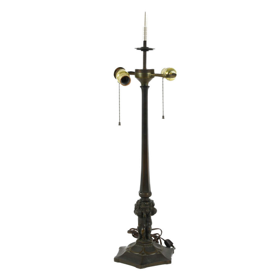 Antique Neo-Classical Bronze Cherub Motif Table Lamp-1