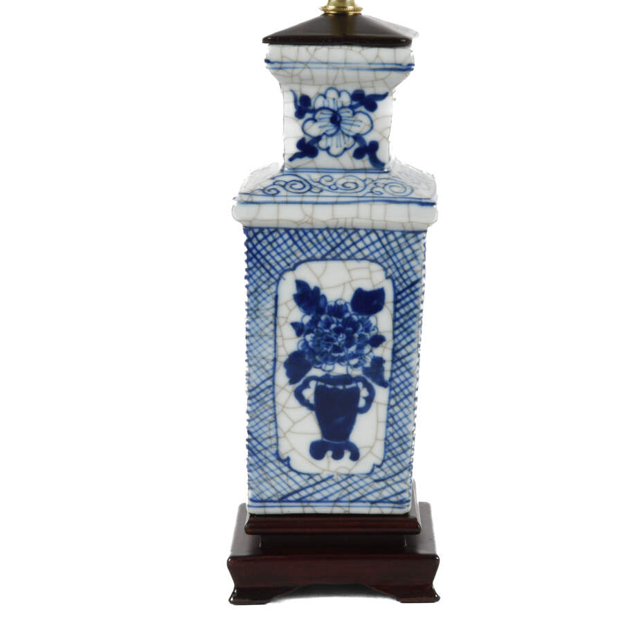 Chinese Blue and White Floral Lamp-5