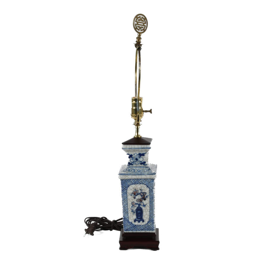 Chinese Blue and White Floral Lamp-3
