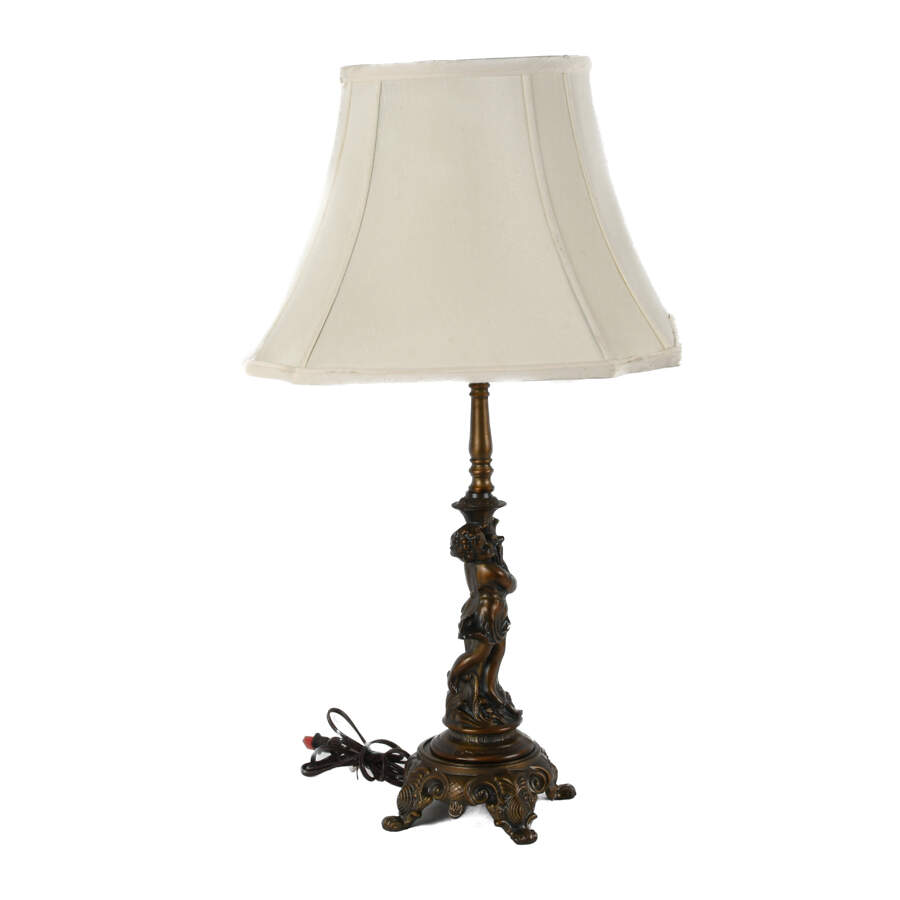 Cold-Painted Regency Style Putti Lamp-2
