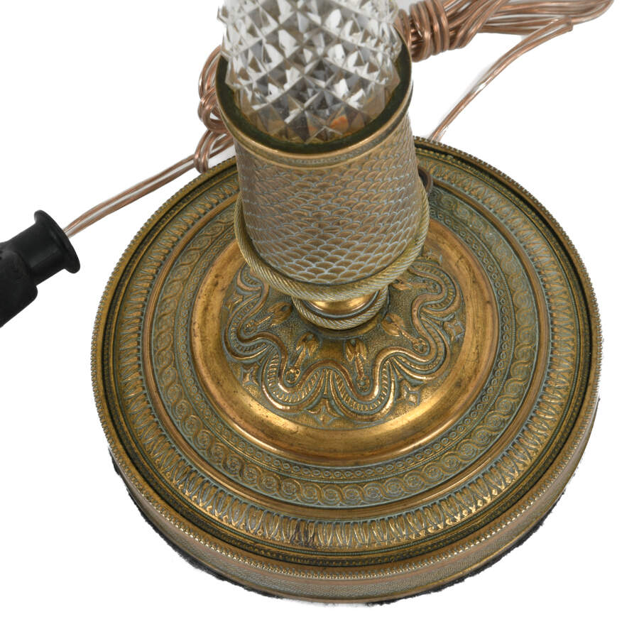 French Dore Bronze and Crystal Lamp-5